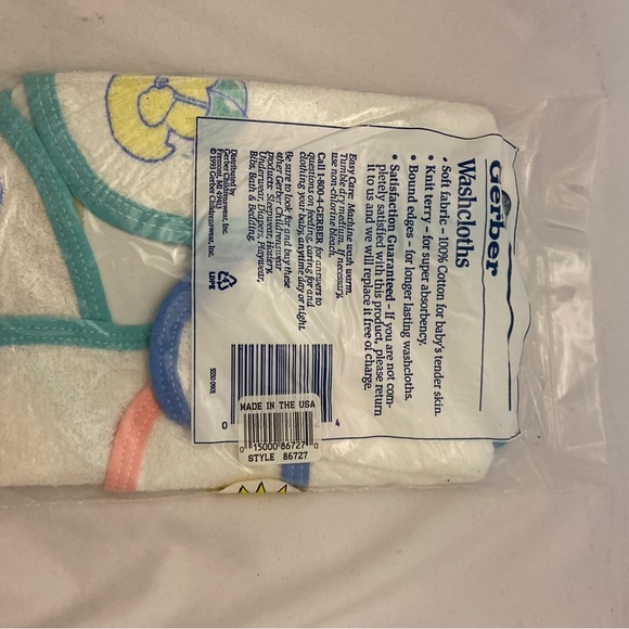 Vintage 1993 Gerber Terry Washcloths Duck Duckie 4-pack Old Wal-mart Price Tag - Picture 13 of 15